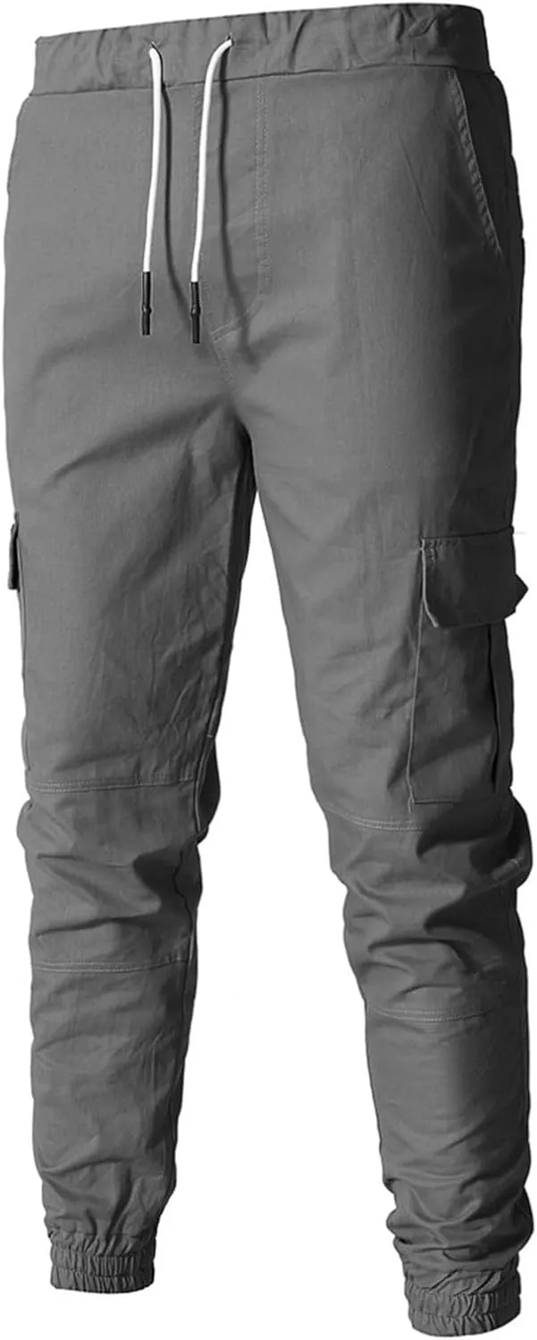 Men's Fashion Sport Sweatpants Drawstring Elastic Waist Slim Fit Joggers Hiking Trousers Athletic Pants Overalls