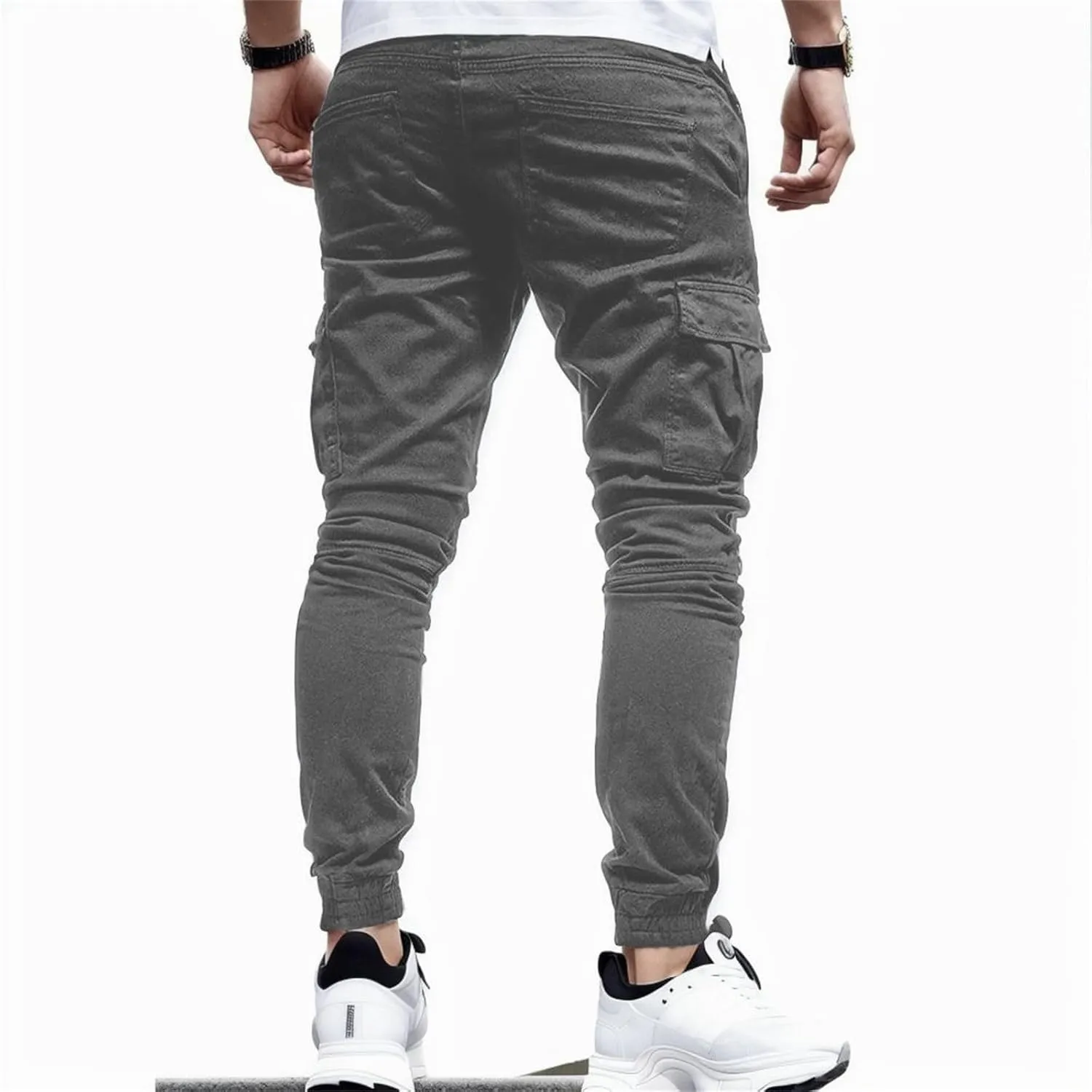 Men's Fashion Sport Sweatpants Drawstring Elastic Waist Slim Fit Joggers Hiking Trousers Athletic Pants Overalls