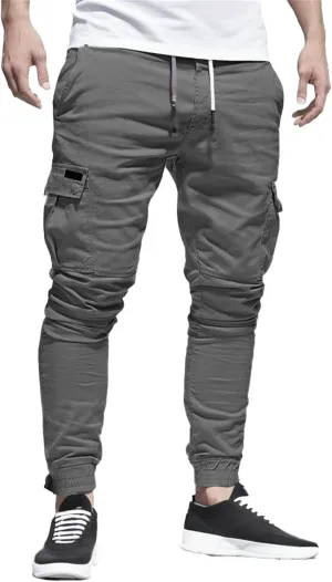 Men's Fashion Sport Sweatpants Drawstring Elastic Waist Slim Fit Joggers Hiking Trousers Athletic Pants Overalls