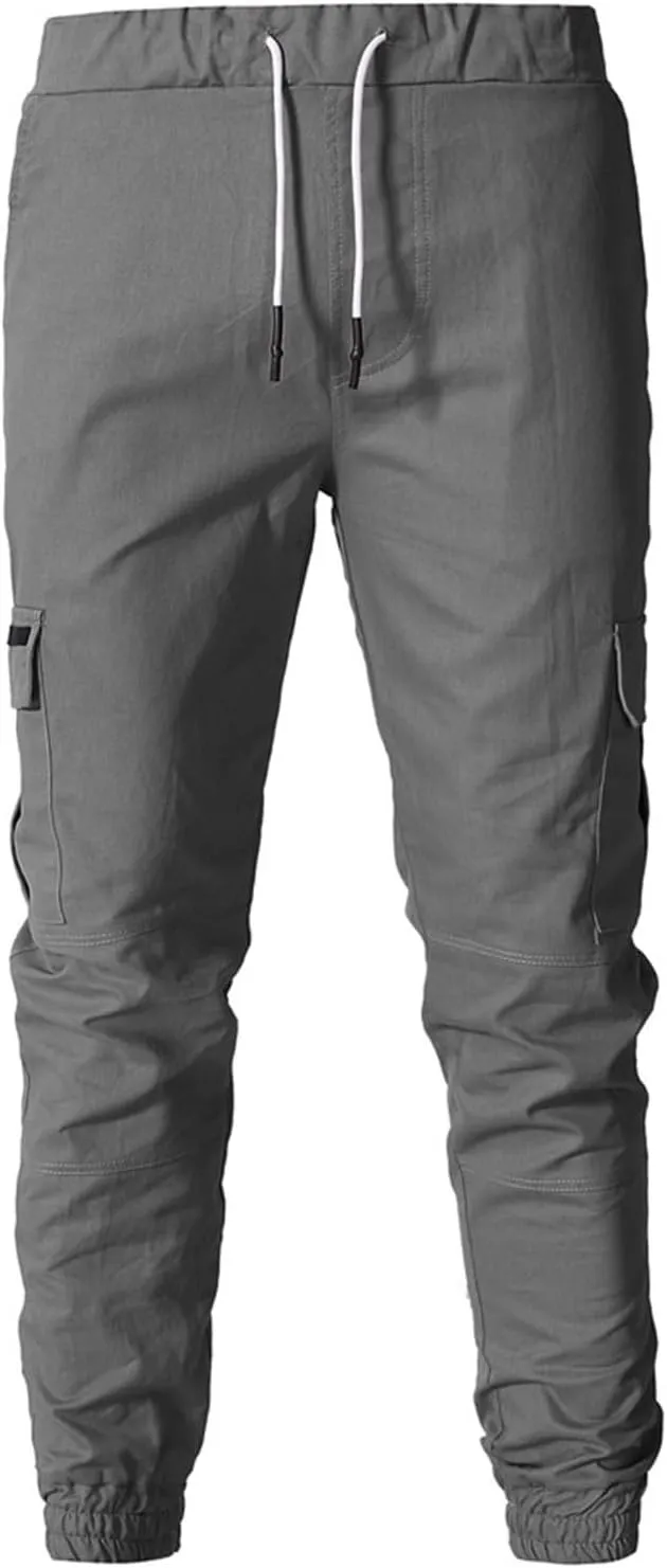 Men's Fashion Sport Sweatpants Drawstring Elastic Waist Slim Fit Joggers Hiking Trousers Athletic Pants Overalls