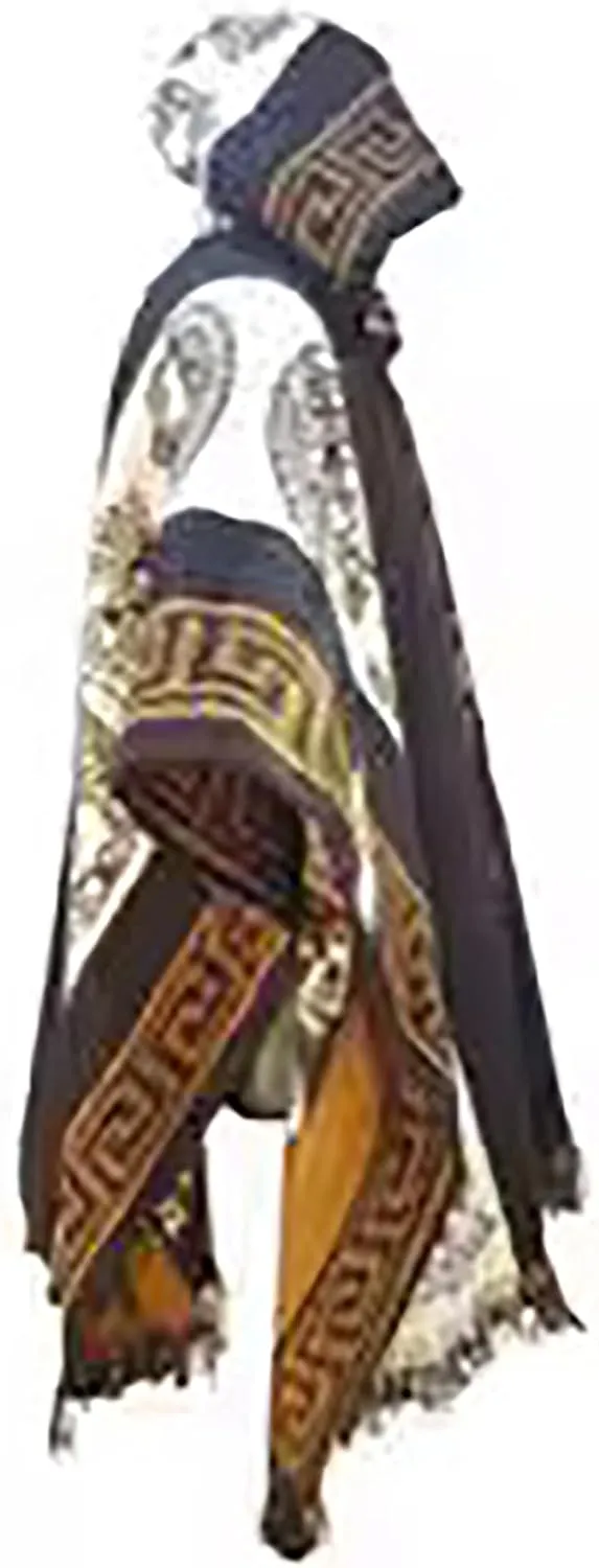Men's Hoodies Poncho Cape Aztec Western Pullover Cloak Coat Vintage Bat Sleeve Knitted Cloak Shawl