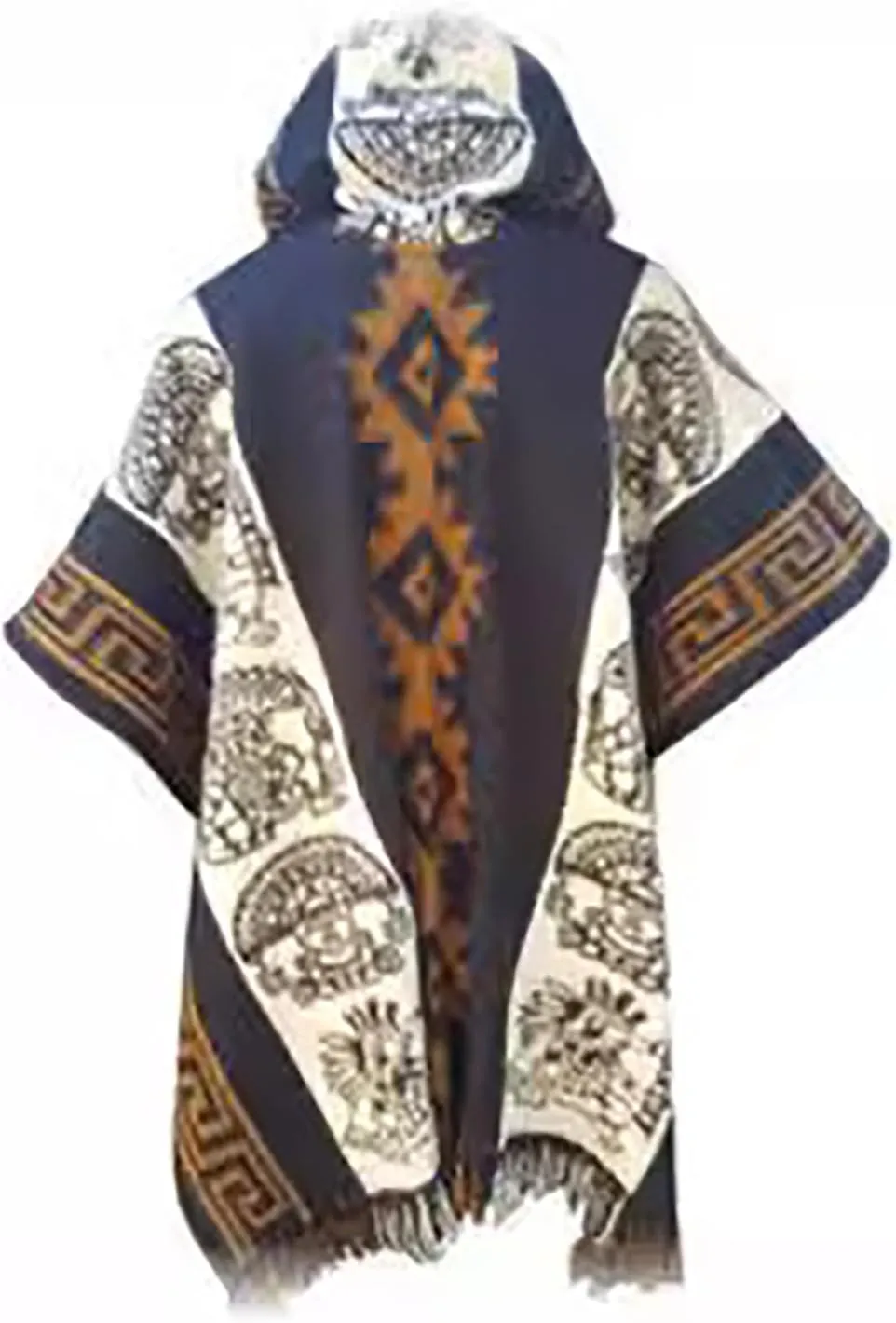 Men's Hoodies Poncho Cape Aztec Western Pullover Cloak Coat Vintage Bat Sleeve Knitted Cloak Shawl