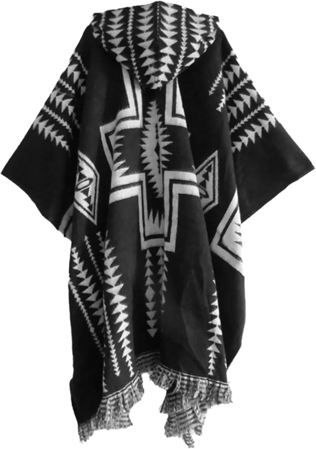 Men's Hoodies Poncho Cape Aztec Western Pullover Cloak Coat Vintage Bat Sleeve Knitted Cloak Shawl