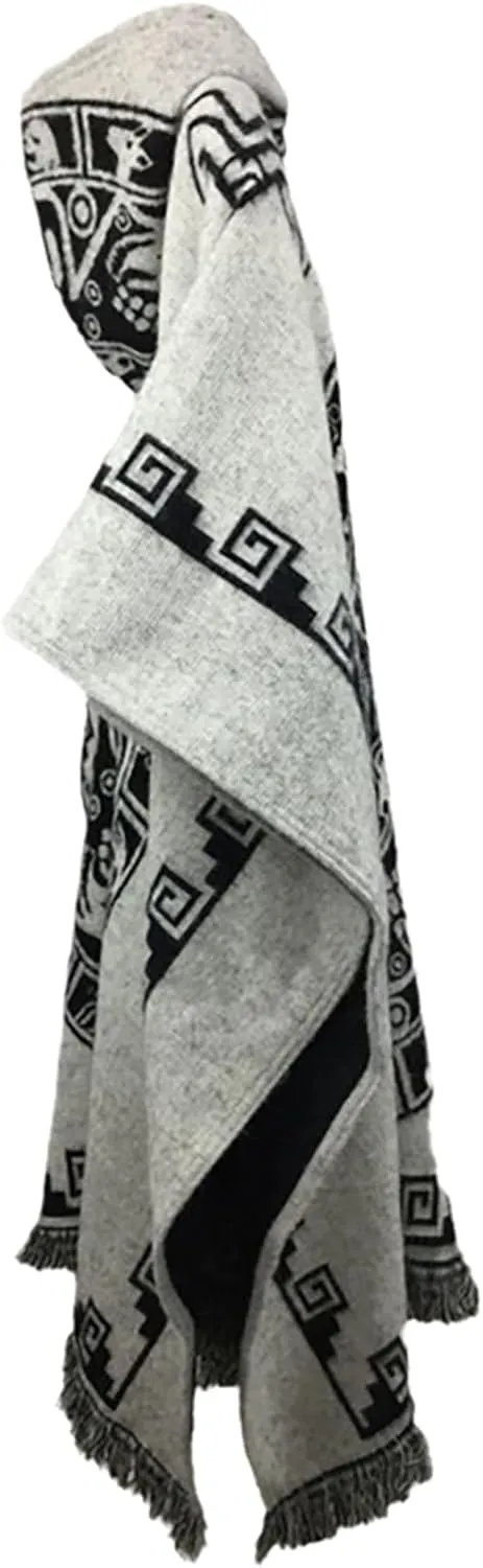 Men's Hoodies Poncho Cape Aztec Western Pullover Cloak Coat Vintage Bat Sleeve Knitted Cloak Shawl