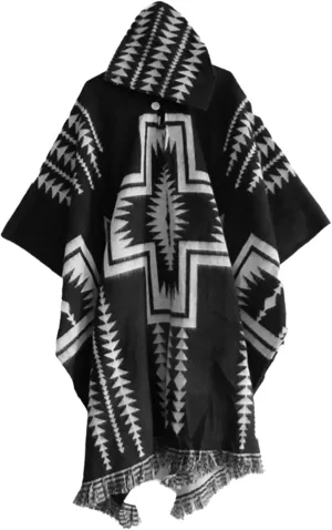 Men's Hoodies Poncho Cape Aztec Western Pullover Cloak Coat Vintage Bat Sleeve Knitted Cloak Shawl