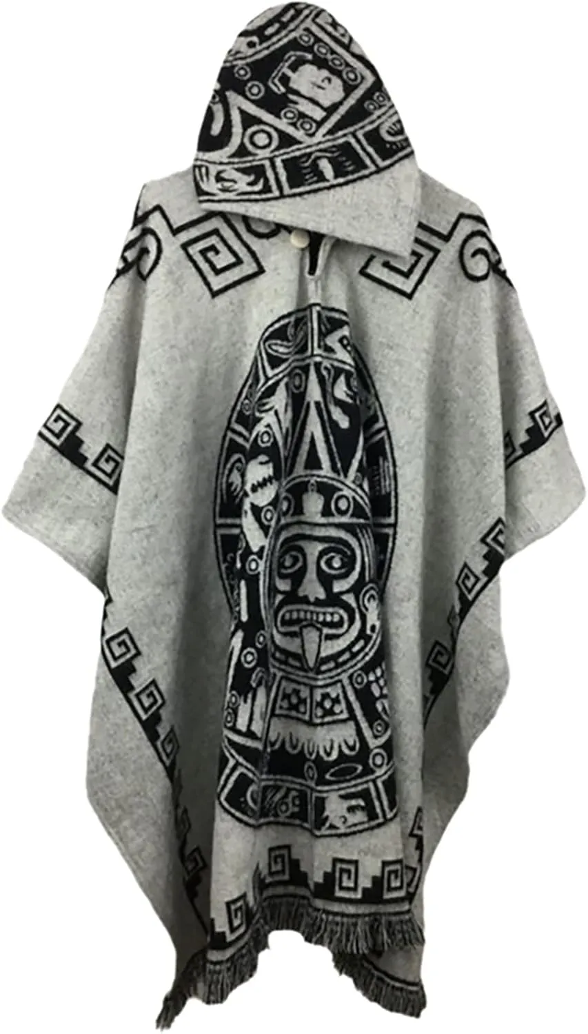 Men's Hoodies Poncho Cape Aztec Western Pullover Cloak Coat Vintage Bat Sleeve Knitted Cloak Shawl