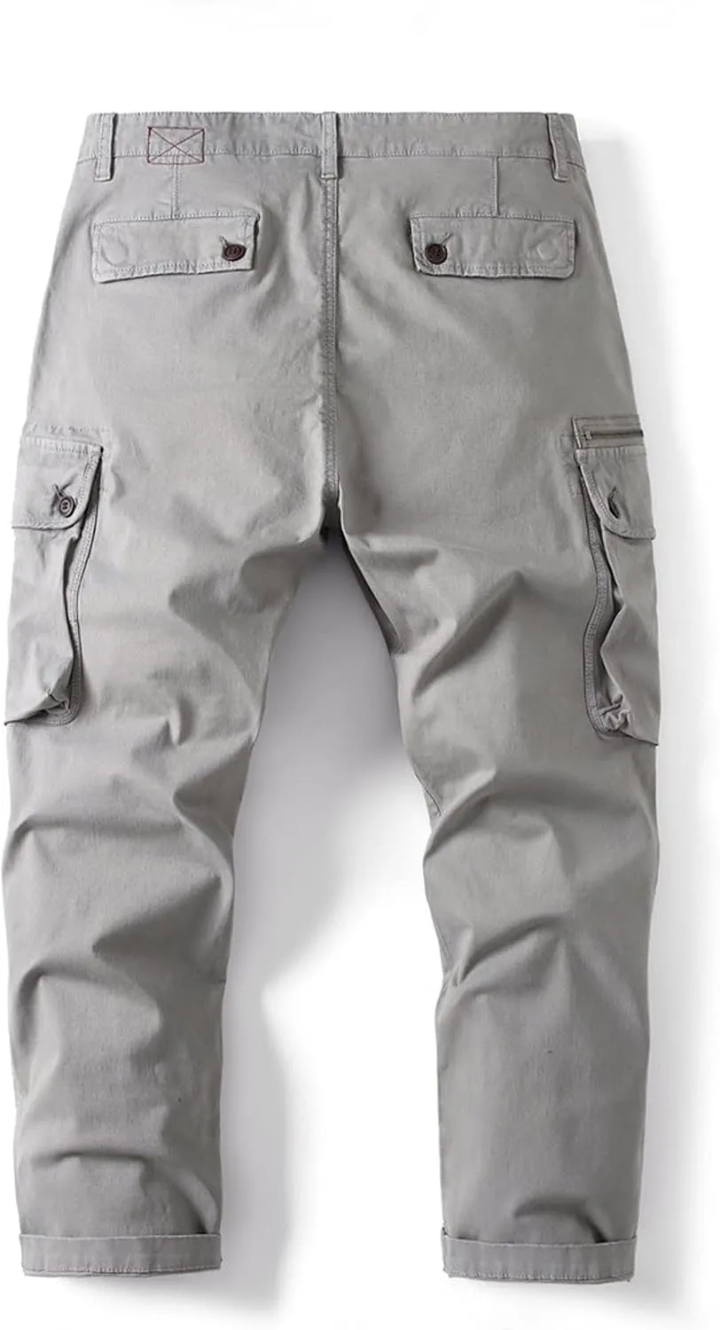 Mens Jean Cargo Pants Casual Tactical Pants Outdoor Slim Fit Overalls Trousers with Multi-Pockets Jogging Sweatpants