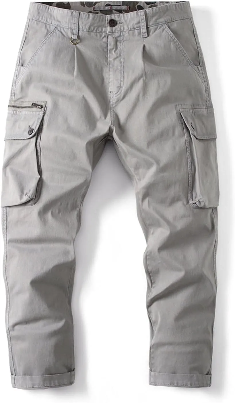 Mens Jean Cargo Pants Casual Tactical Pants Outdoor Slim Fit Overalls Trousers with Multi-Pockets Jogging Sweatpants