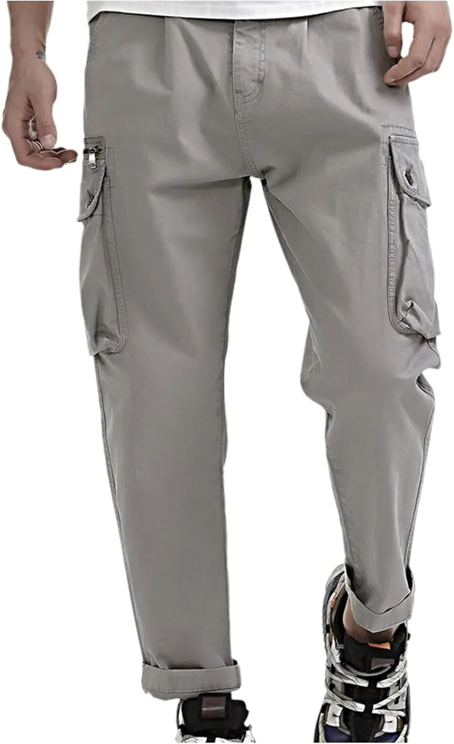 Mens Jean Cargo Pants Casual Tactical Pants Outdoor Slim Fit Overalls Trousers with Multi-Pockets Jogging Sweatpants