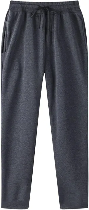 Men's Joggers Pants with Pockets Athletic Workout Running Sweatpants Solid Straight Pants Casual Wide Leg Trousers