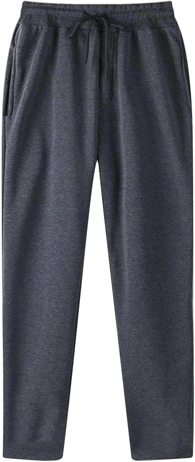 Men's Joggers Pants with Pockets Athletic Workout Running Sweatpants Solid Straight Pants Casual Wide Leg Trousers