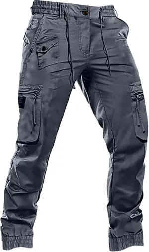 Mens Military Solid Color Overalls Tactical Multi Pockets Straight Baggy Cargo Pants Outdoor Dressy Casual Plus Size Trouser