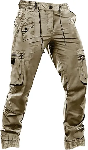 Mens Military Solid Color Overalls Tactical Multi Pockets Straight Baggy Cargo Pants Outdoor Dressy Casual Plus Size Trouser