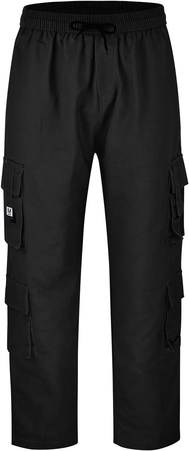 Mens New Loose Casual Cargo Pant Outdoor Tactical Combat Straight Trousers Military Drawstring Multi Pockets Fashion Overalls