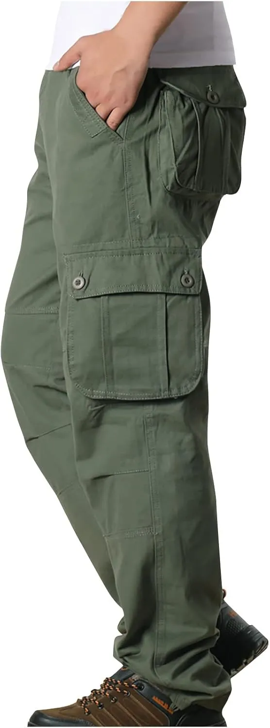 Men's Outdoor Tactical Pants Travel Hiking Fishing Cargo Pants Relaxed Fit Work Pants Casual Big and Tall Trousers