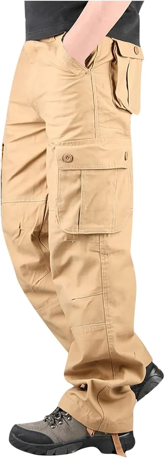 Men's Outdoor Tactical Pants Travel Hiking Fishing Cargo Pants Relaxed Fit Work Pants Casual Big and Tall Trousers