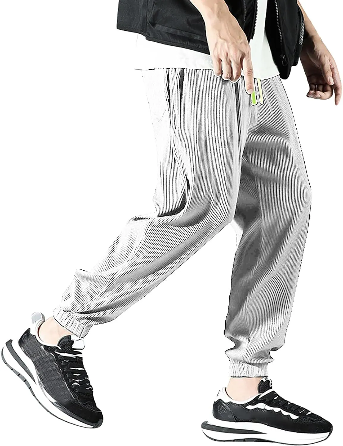 Mens Pants Casual Relaxed Fit Stretch Active Pants Loose Ice Silk Breathable Casual Comfy Pant Trousers with Pockets