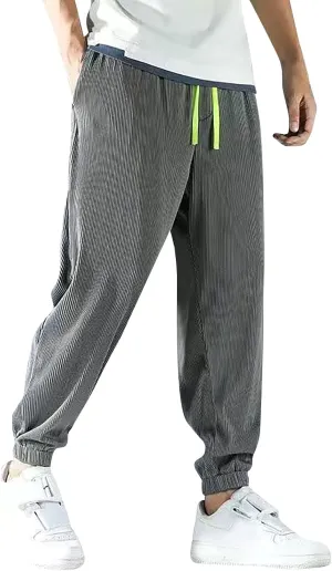 Mens Pants Casual Relaxed Fit Stretch Active Pants Loose Ice Silk Breathable Casual Comfy Pant Trousers with Pockets