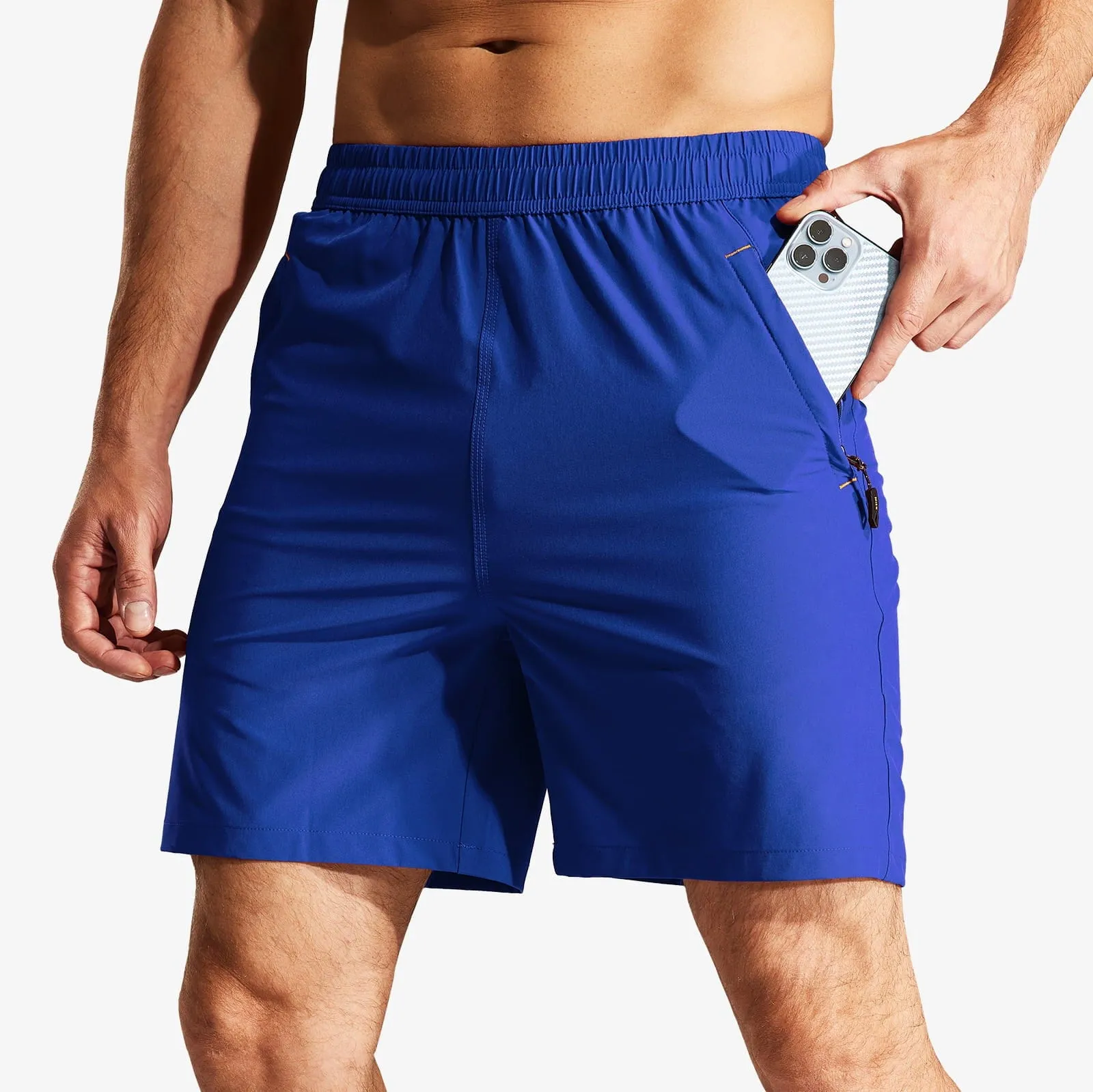 Men's Quick Dry Running Shorts with Zipper Pocket 7 Inch