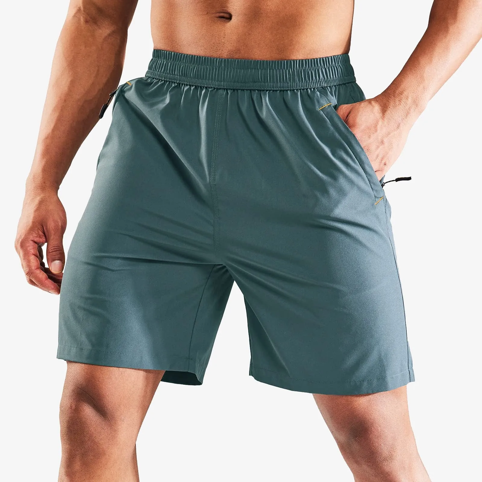 Men's Quick Dry Running Shorts with Zipper Pocket 7 Inch