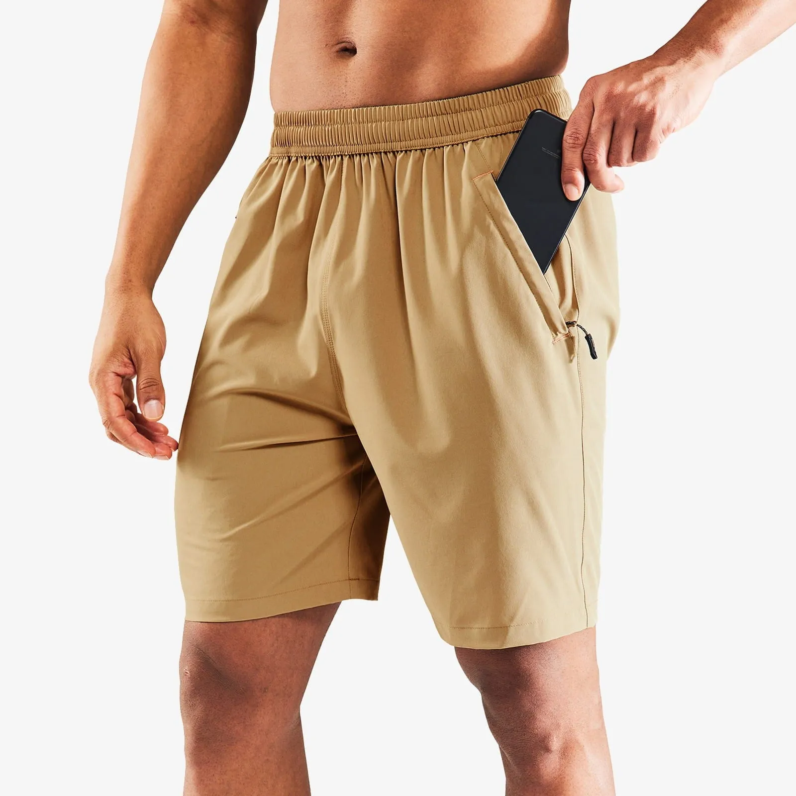 Men's Quick Dry Running Shorts with Zipper Pocket 7 Inch
