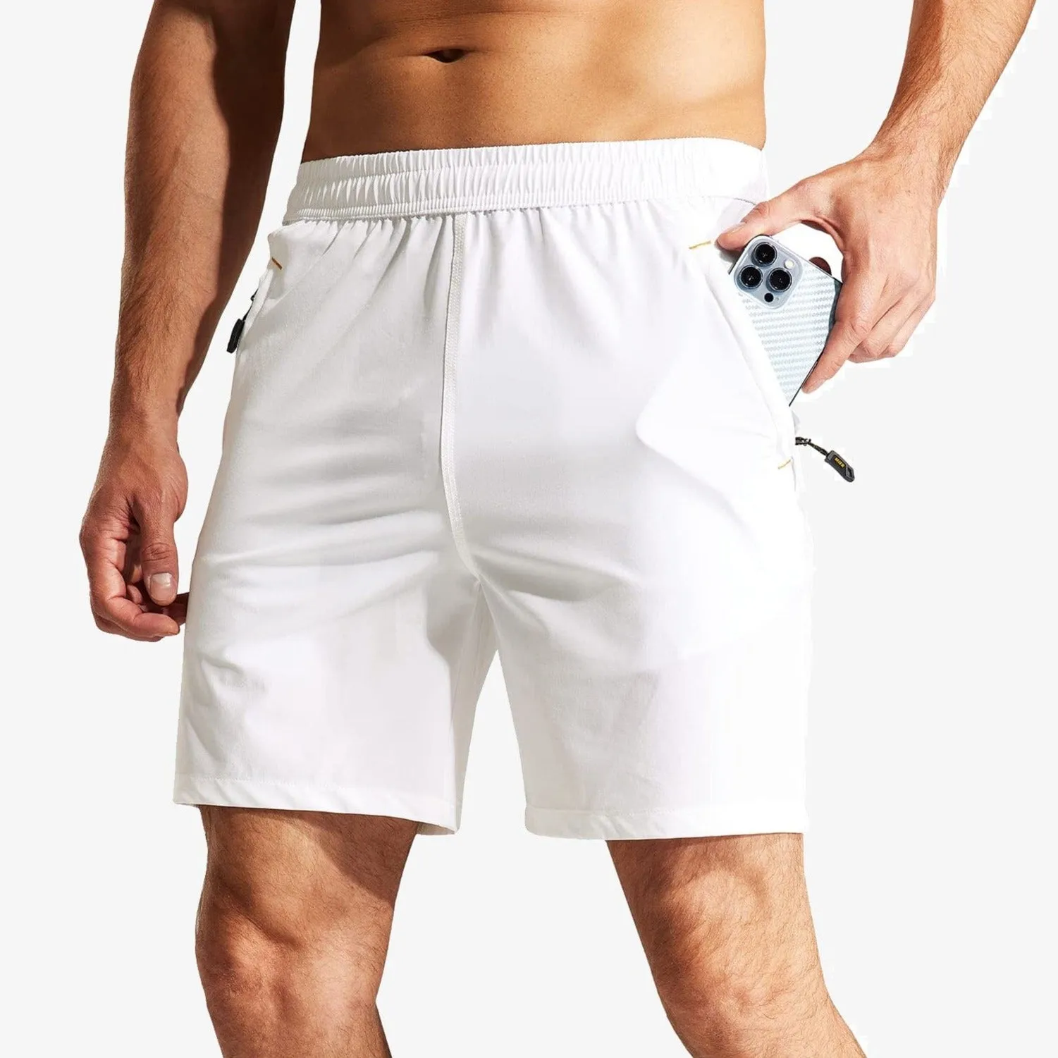 Men's Quick Dry Running Shorts with Zipper Pocket 7 Inch