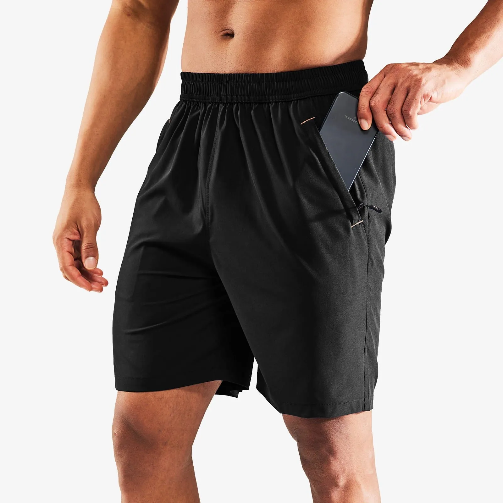Men's Quick Dry Running Shorts with Zipper Pocket 7 Inch