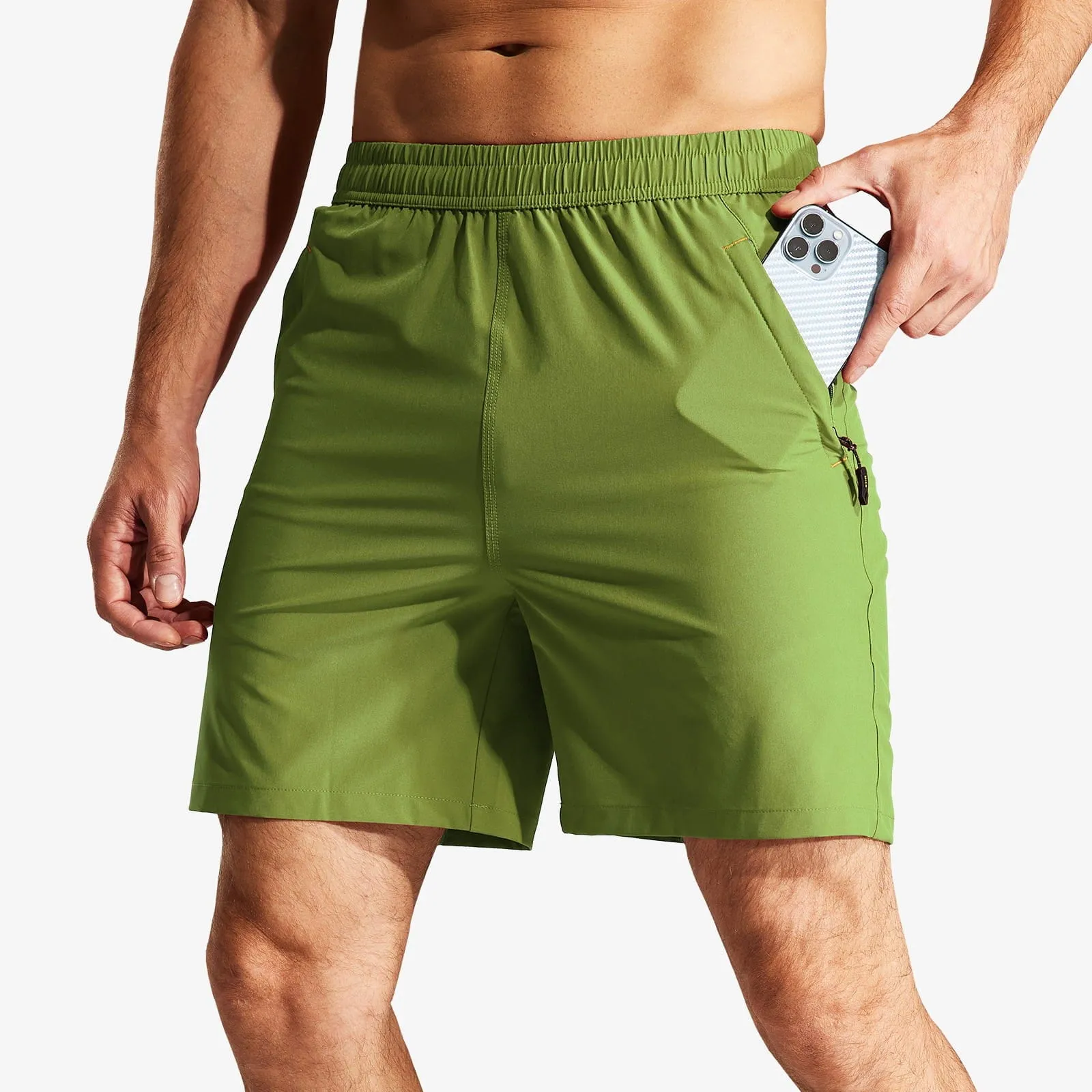 Men's Quick Dry Running Shorts with Zipper Pocket 7 Inch