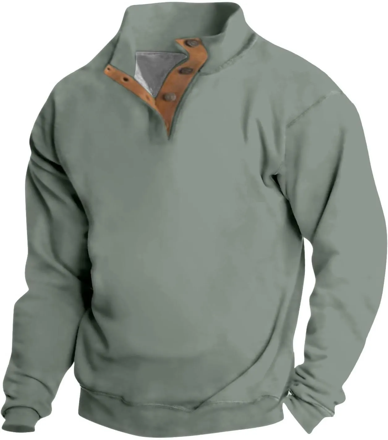 Mens Sweaters Winter Clothes Button Stand Collar Casual Long Sleeve Loose Trendy Vintage Sweatshirts