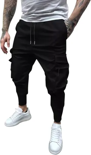 Mens Sweatpants Cargo Men's Spring Summer and Autumn Casual Mid Elastic Multi Pocket Slim Fit Overalls Pantaln Cargo