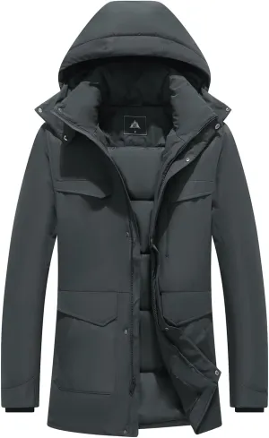 Men's Winter Coats Thicken Parkas Waterproof Windproof Detachable Hood Long Padded Puffer Jacket
