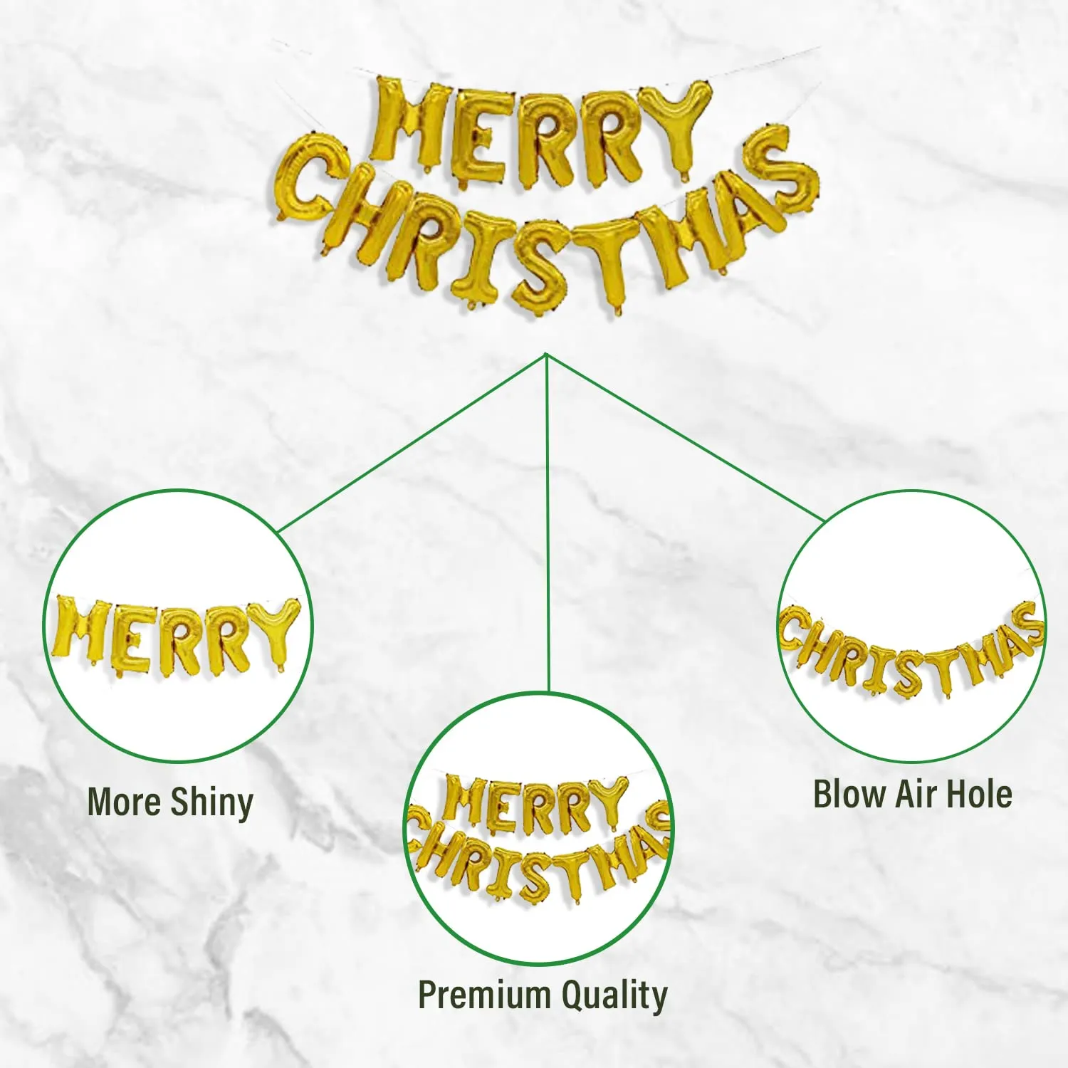 Merry Christmas Wall Decoration Kit- 29 Pcs Combo- Merry Christmas, Santa Foil Balloons & More