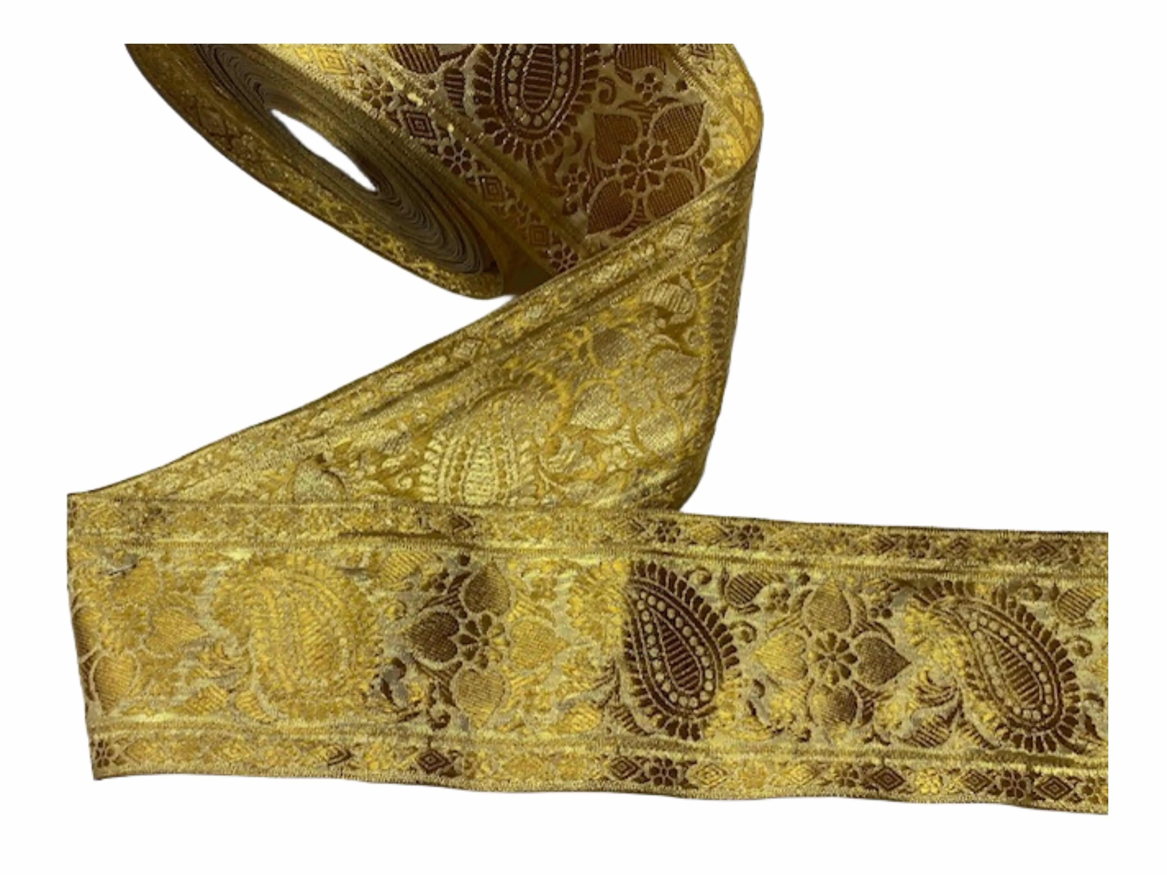 Metallic Decorative Wide Ribbon - Paisley & Hearts #50