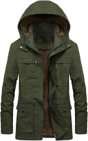 Military Cargo Coat Mens Thick Warm Winter Parkas Casual Cotton Padded Jacket