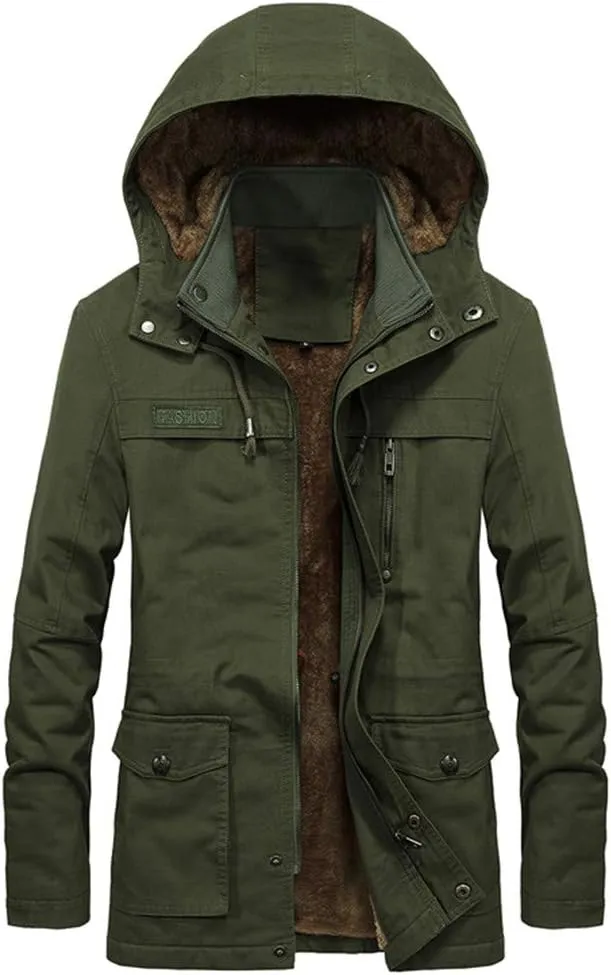 Military Cargo Coat Mens Thick Warm Winter Parkas Casual Cotton Padded Jacket