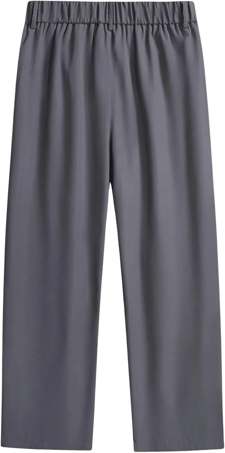 Milumia Men's Casual High Waisted Wide Leg Pants Zip Up Loose Trousers