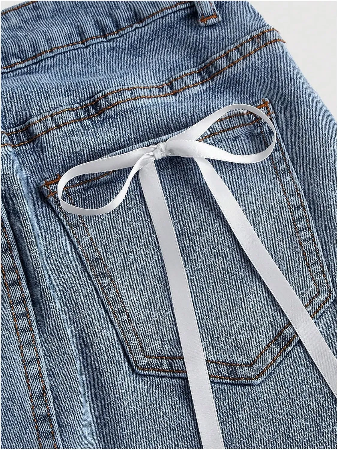 Milumia Women's Bow Knot High Waist Denim Skirt Bodycon Casual Jean Skirts