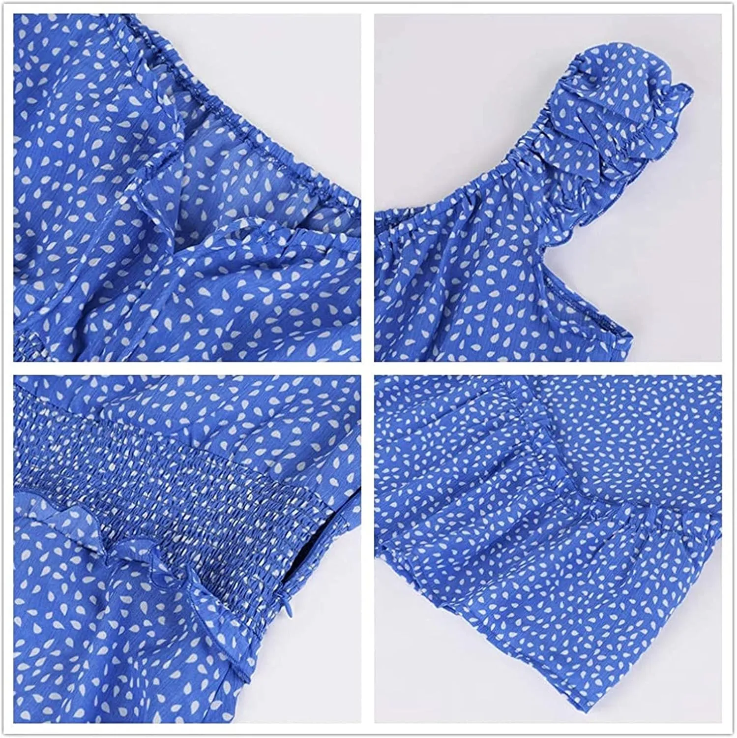Mini Dresses for Women Summer Casual Floral Boho Sundress Ruffle Short Sleeve Square Neck High Waist Party Sun Dresses