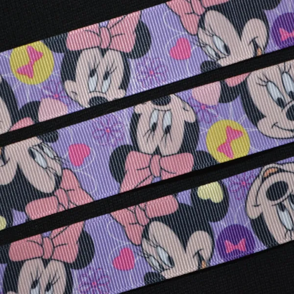 Minnie Mouse Purple Ribbon - 1 inch Printed Grosgrain