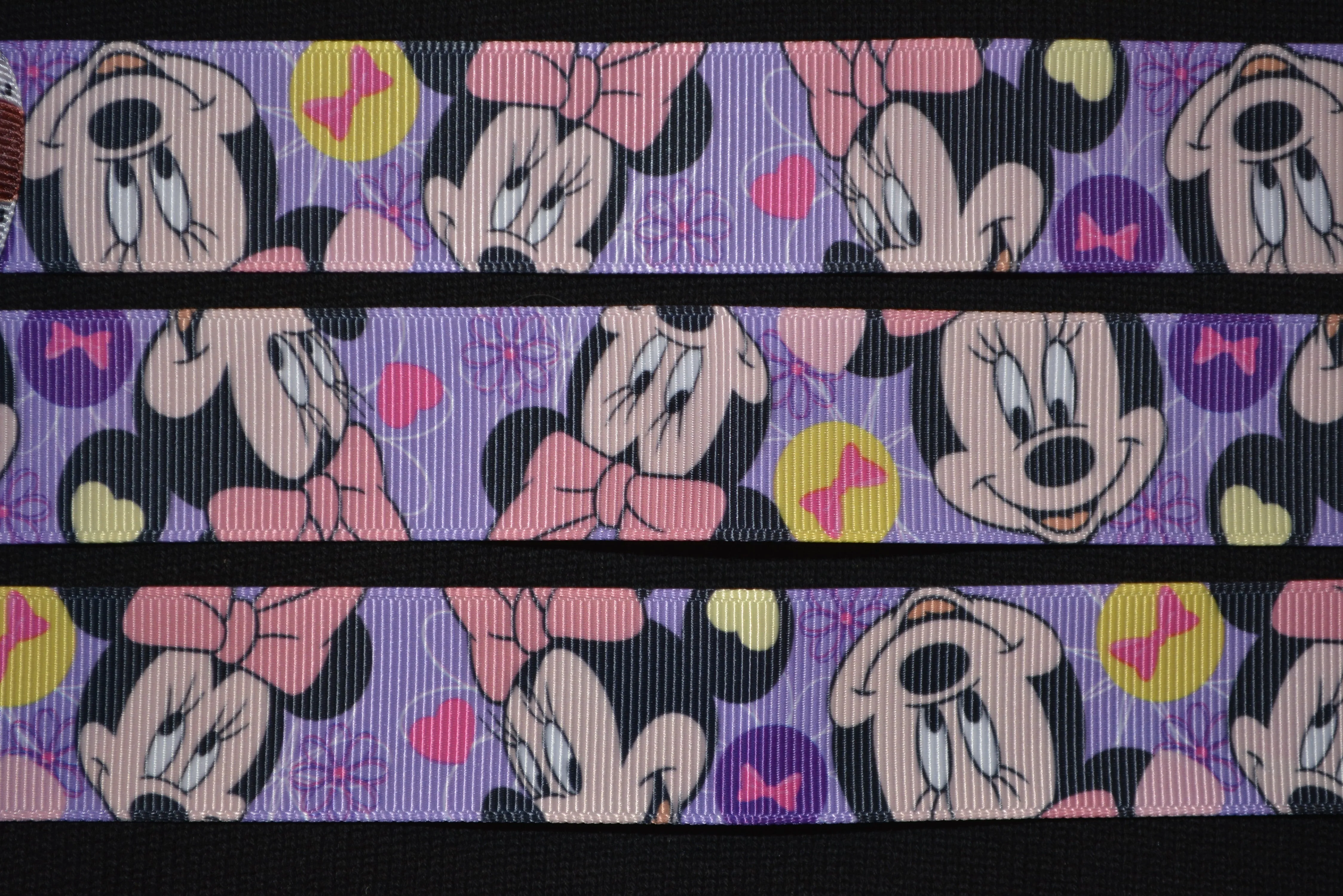 Minnie Mouse Purple Ribbon - 1 inch Printed Grosgrain