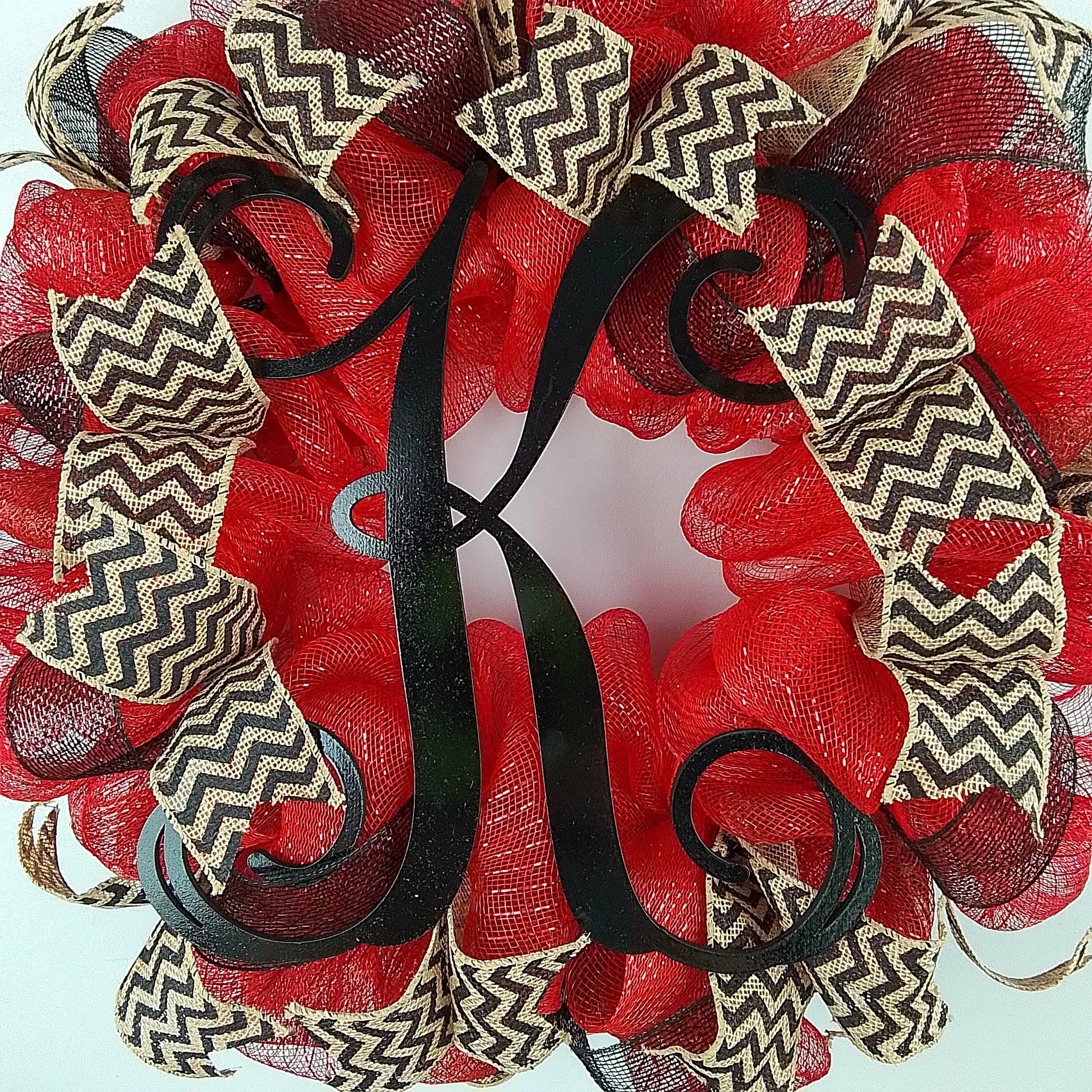 Monogram Front Door Wreath, Everyday Letter Door Wreath - Customize Me!