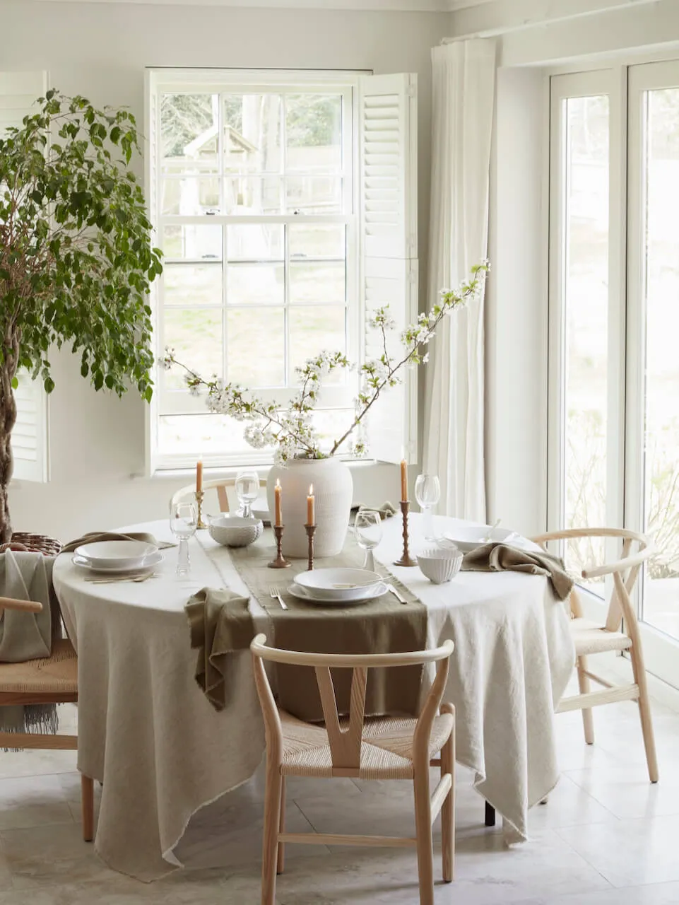 Moss Green Linen Table Runner