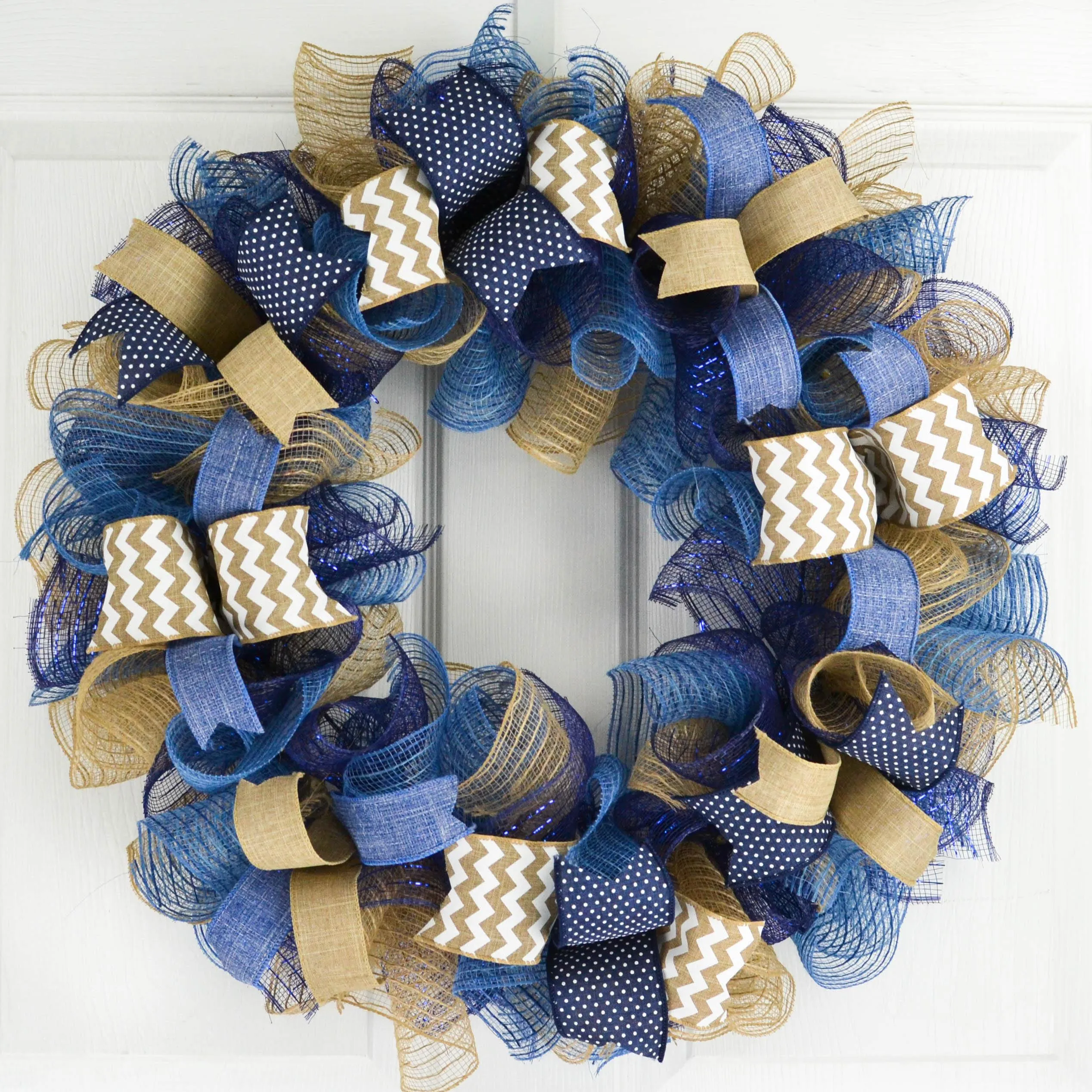 Mother's Day Everyday Wreath | Birthday Gift for Her | Year Round Wreath | Denim Navy Blue Burlap