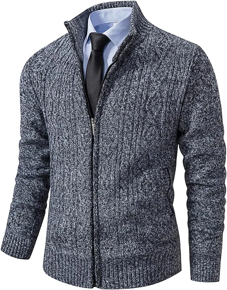 Msmsse Men's Cardigan Sweaters Full Zip Knitted Sweater for Men