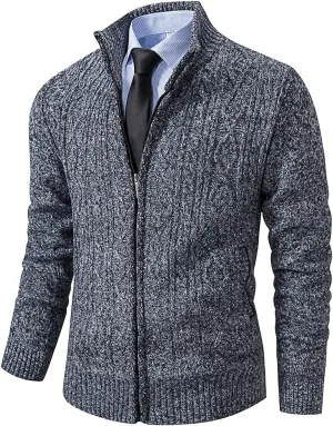 Msmsse Men's Cardigan Sweaters Full Zip Knitted Sweater for Men