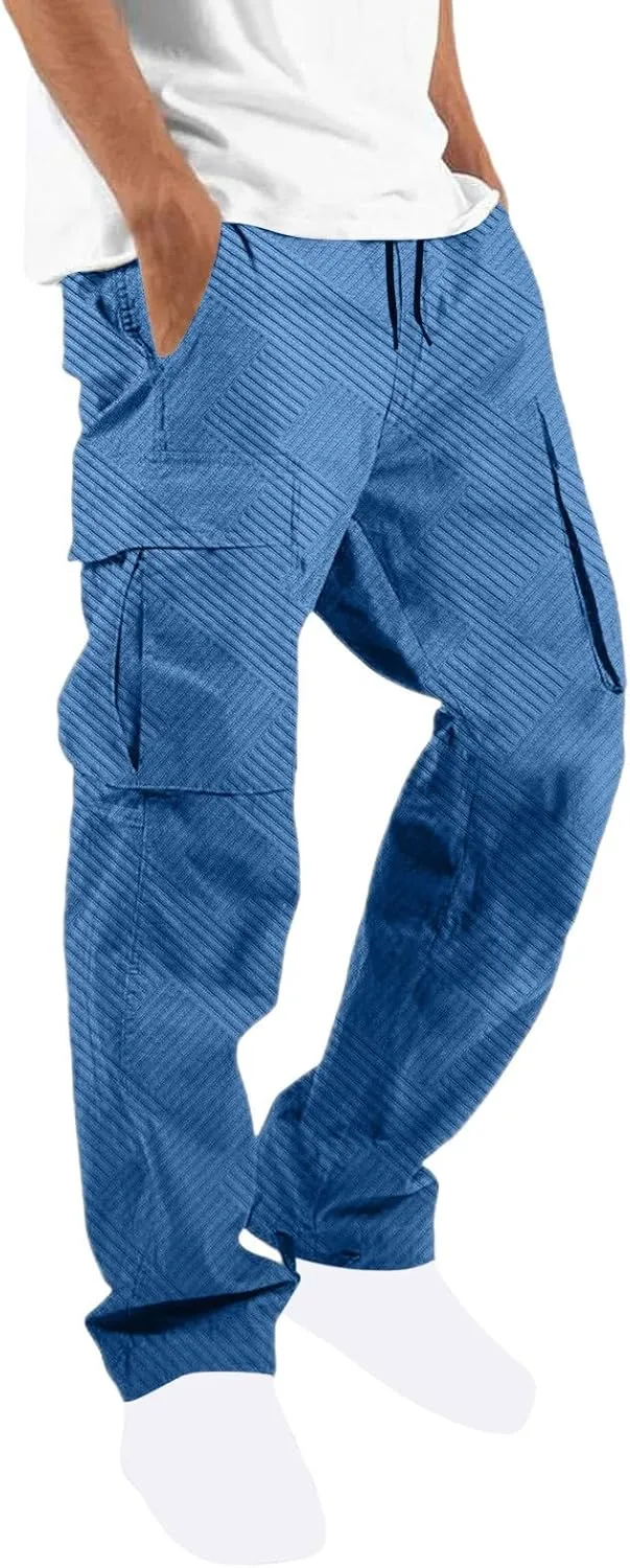 Muscularfit Cargo Pant for Men Big and Tall Casual Athletic Jogger Sport Outdoor Trousers Relaxed Fit Multi Pockets Sweatpant