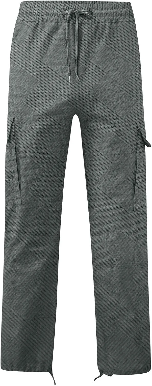 Muscularfit Cargo Pant for Men Big and Tall Casual Athletic Jogger Sport Outdoor Trousers Relaxed Fit Multi Pockets Sweatpant