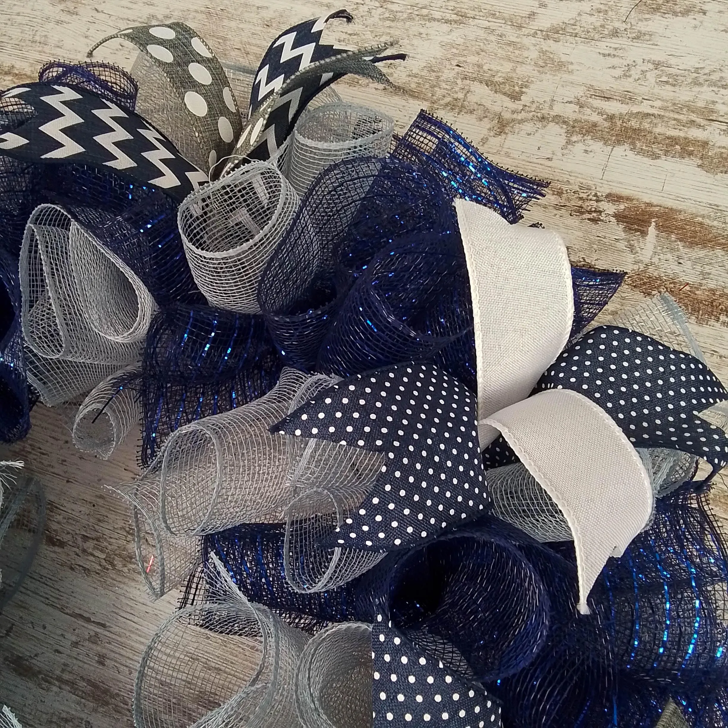 Navy Blue Grey Welcome Wreath - Everyday Mother's Day Gift