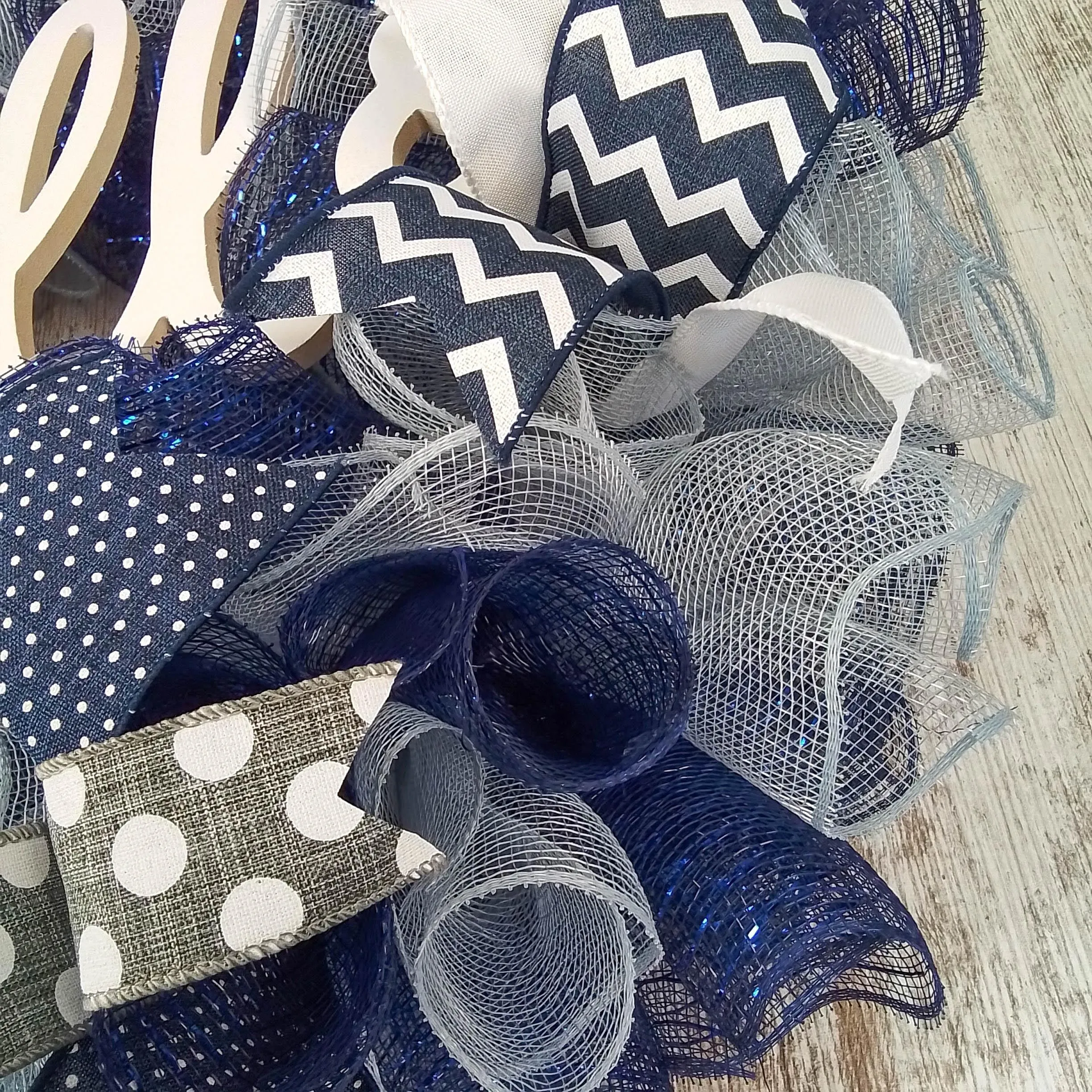 Navy Blue Grey Welcome Wreath - Everyday Mother's Day Gift