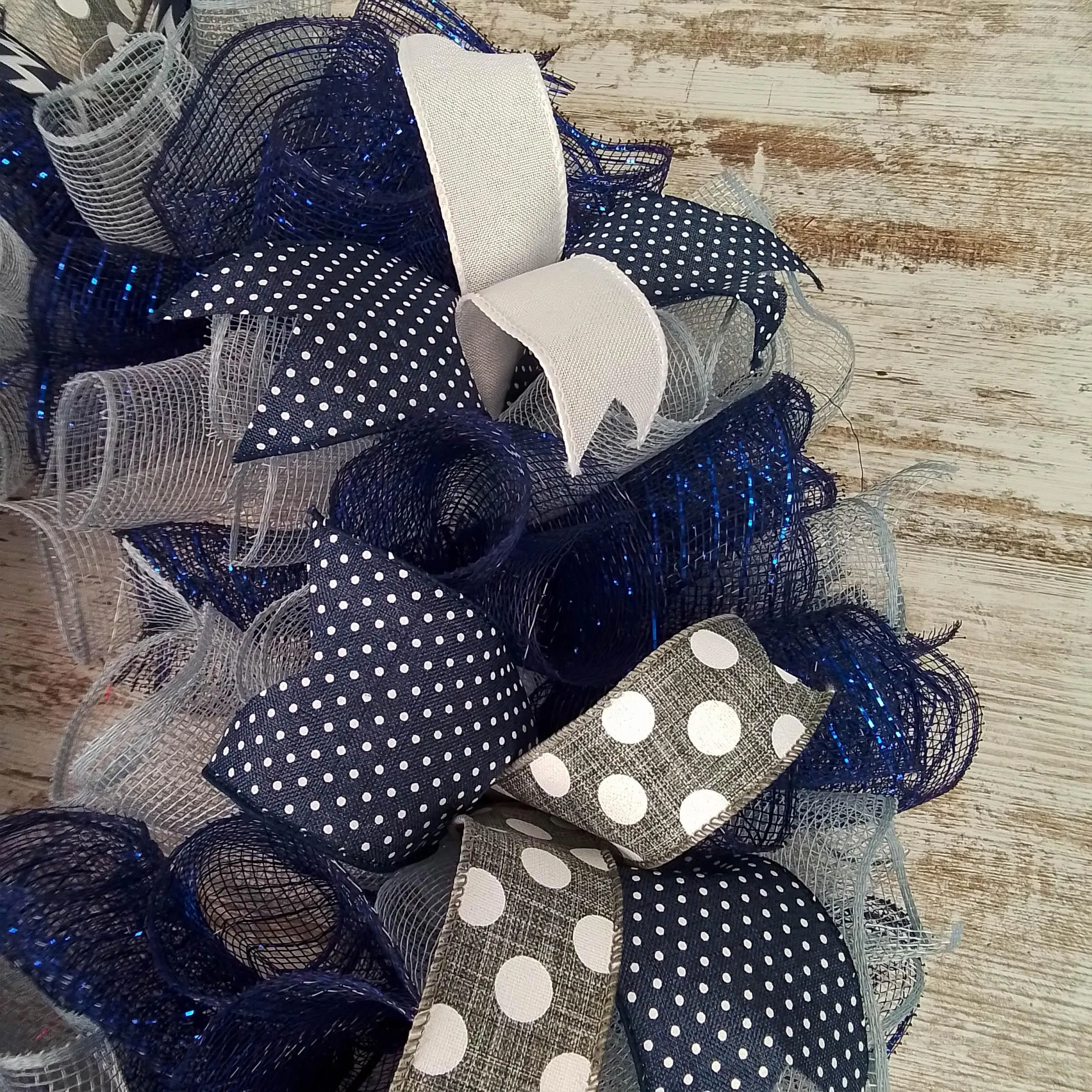 Navy Blue Grey Welcome Wreath - Everyday Mother's Day Gift